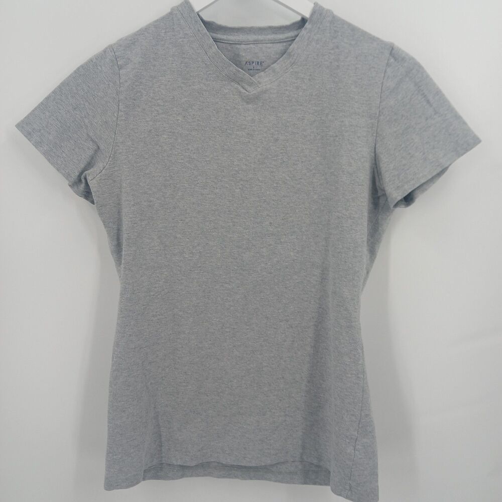 womans size large grey v neck tee shirt aspire cotton blend basic t shirt